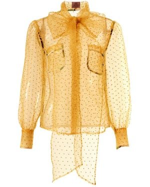 By Moumi Bow Shirt Mustard Organdie - Yellow