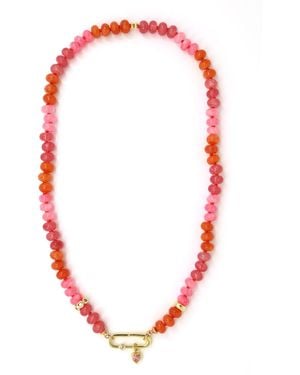 Shar Oke Gemstone Silk Knotted Necklace - Red