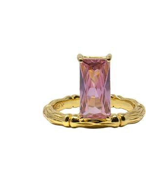 NASI SILVER Floating Baguette Gemstone Ring- Spinel - Pink