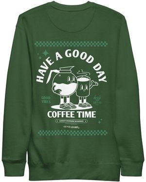 Anchor and Crew Forest Gustatory Have A Good Day Cotton Blend Embroidered Sweatshirt - Green