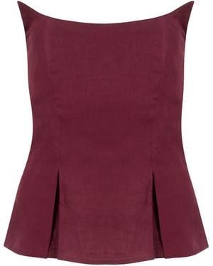 Gunda Hafner Ltd Burgundy Linen Corset - Red