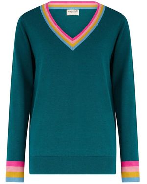 Sugarhill Doris V-Neck Sweater Stripe - Green