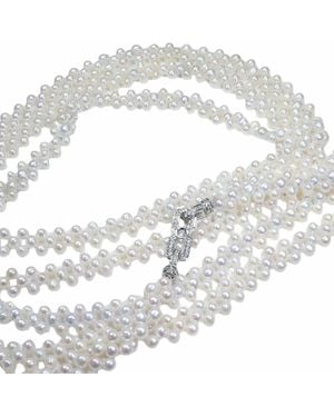 Ninemoo Graceful Pearl Weave Long Necklace - Metallic