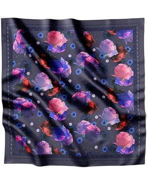 Lamberty Munich Roses & Luminaries Classic Silk Scarf - Purple