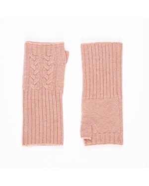 Bel Cashmere Cable Cashmere Mittens - Pink