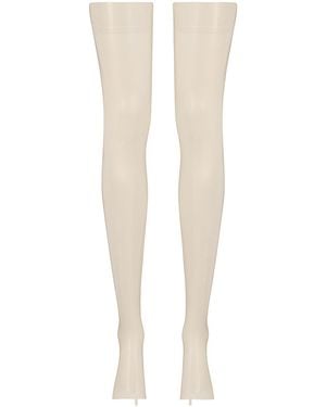 Elissa Poppy Latex Stockings - White