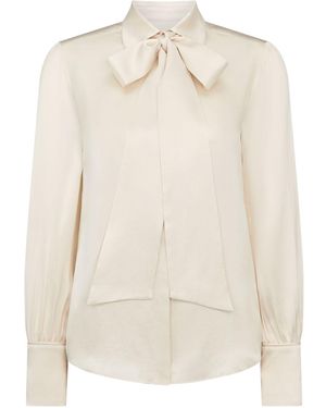Really Wild Clothing Cliveden Silk Fixed Tie Neck Blouse - Natural
