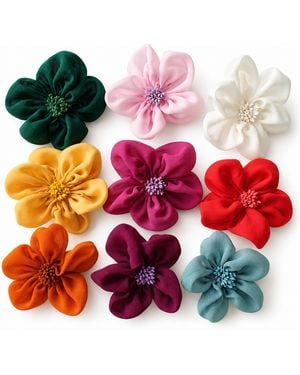 Yeva Sebastia Colourful Chiffon Flower Hair Clip - Red