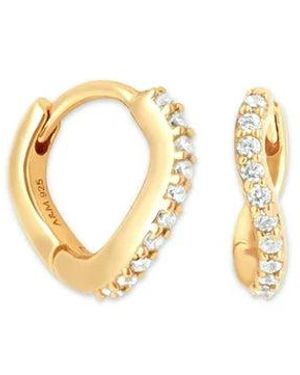 Nazzar Slim Wave Pave Huggie Earrings - Metallic