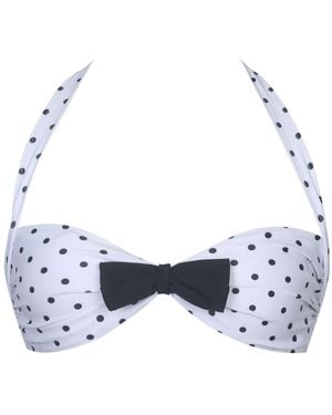 Miss Circle New York Olivea Polka Dot Bowtie Halter Bikini Top - Blue