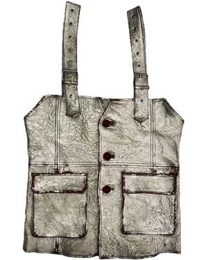 Zasta Studio Golden Sentinel Leather Vest - Metallic