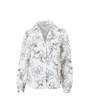 Yumi' Scribble Floral Embroidered Shirt - White