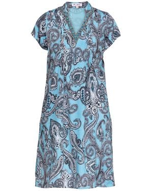 Niza Short Dress With Pleats - Blue