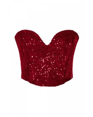 AGGI by HALEWSKI Lara Brilliant Ruby Sequin Corset - Red