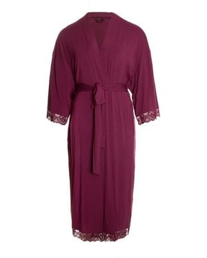 Pretty You London Bamboo Lace Kimono Robe - Red