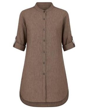 Conquista Long Linen Shirt - Brown