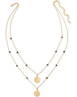 Heather Hawkins Jewelry Two Coins Layered Necklace - Metallic