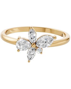 Aya Fine Jewelry Dainty Lab Diamond Flower Ring - Metallic