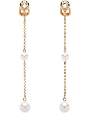 Emma Holland Jewellery Pearl & Crystal Droplet Clip Earrings - Metallic