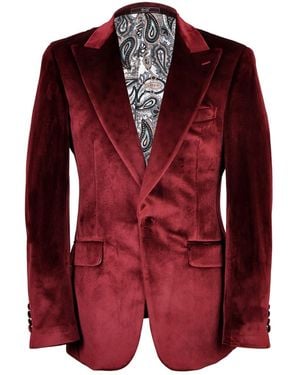 DAVID WEJ Maison Velvet Blazer – - Red