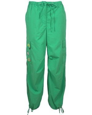 Lalipop Design Relaxed Fit Parachute Cargo Trousers - Green