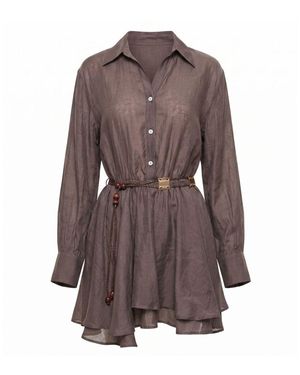 Monlicia Alora Tencel Mini Shirt Dress - Brown