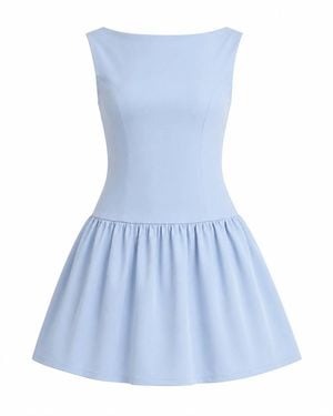 Girl In Mind Codi Boat Neck Low Back Mini Dress Sky - Blue