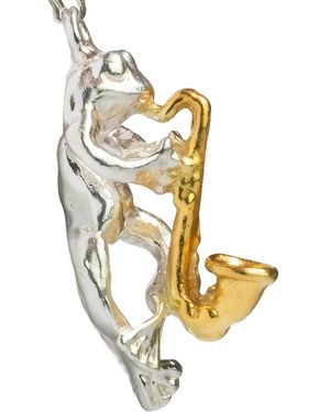 Simon Kemp Jewellers Frog Saxophonist Pendant Eighteen Carat On Solid Sterling - Metallic
