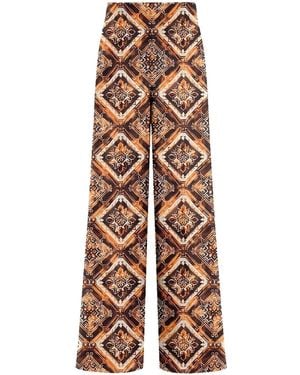 Aloha From Deer Burning Mandala Long Loose Trousers - Brown