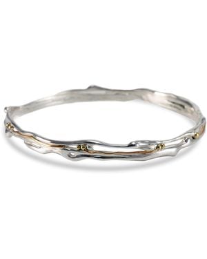 Isla Silver Organic Bangle With Details - Metallic