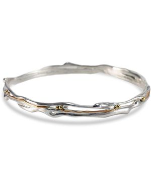 Isla Silver Organic Bangle With Details - Metallic