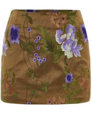 Maison sél Embroidered Mini Skirt - Green