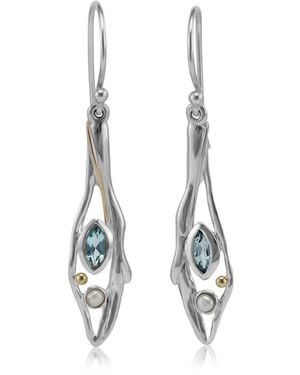 Isla Silver Riviera Drop Earrings With Topaz & Pearl - White
