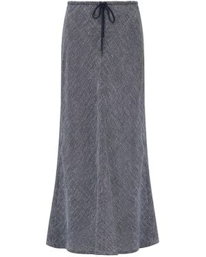 The Summer Edit Phoebe Luxe Linen Drawstring Skirt - Grey
