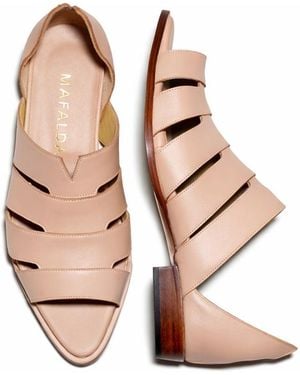 Mafalda Neutrals Gisele Light Tan Peep-Toe Sandals - Pink