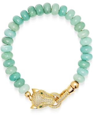 Nialaya Amazonite Bracelet With Panther Head - Green