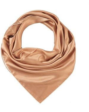 Soft Strokes Silk Pure Silk Scarf Sand Beach Solid Color Collection Sand Large - Brown