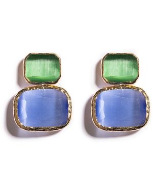 Kybele Studio Colour Block Cat's Eye Earrings - Green