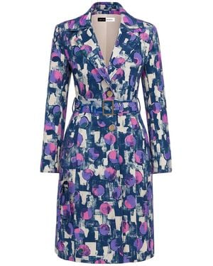 Richa Sharma Handcrafted Abstract Print Single Breasted Coat - Blue