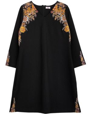 Niza Short Long Sleeved Dress With Micro Print - Black