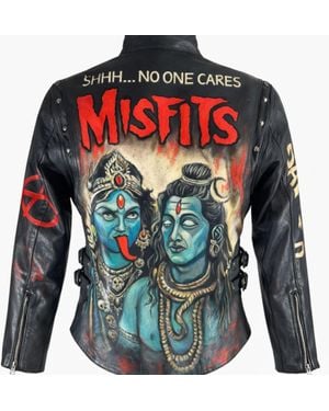 Zasta Studio Misfits X Divinity Hand-Painted Biker Jacket - Green
