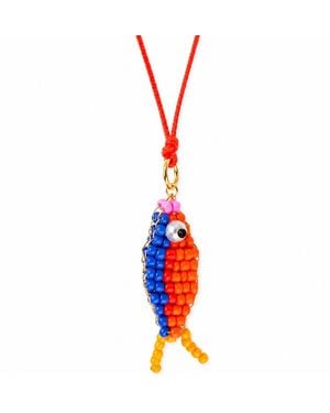 Persia Dona Jewelry Beaded Fishy On A String Necklace - White