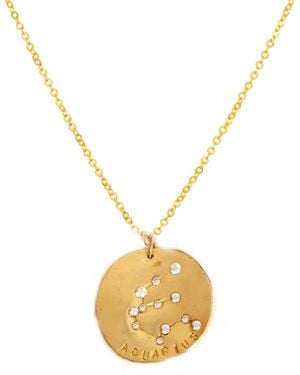 Lily Flo Jewellery Aquarius Solid & Diamonds Disc Necklace - Metallic