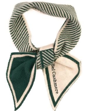 Bel Cashmere Stripped Cashmere Scarf Dark - Green