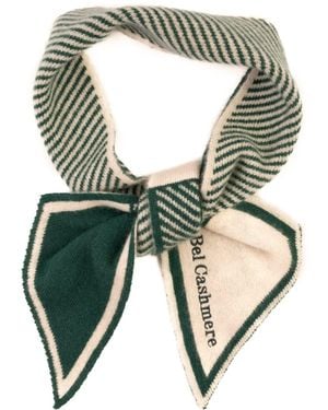 Bel Cashmere Stripped Cashmere Scarf Dark - Green