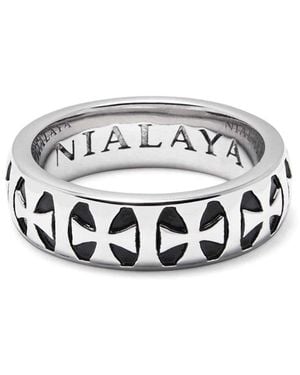 Nialaya Vintage Silver Iron Cross Signet Ring - White