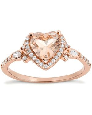 Kylie Harper Heart-Cut Morganite Halo Ring - Pink