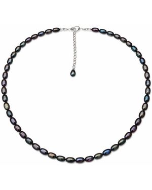 Pearl Code Rice Pearl Choker, Iridescent Freshwater Pearl Necklace - Metallic