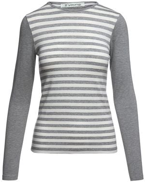 Conquista Long Sleeve Stripe Top - Grey