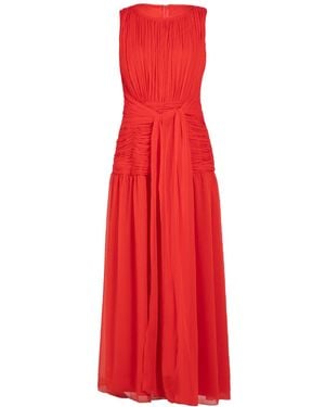 Rose & Nancy Amy Drape Tie Waist Maxi Dress - Red